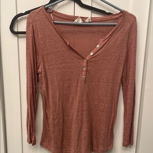 Women's light pink Henley Top